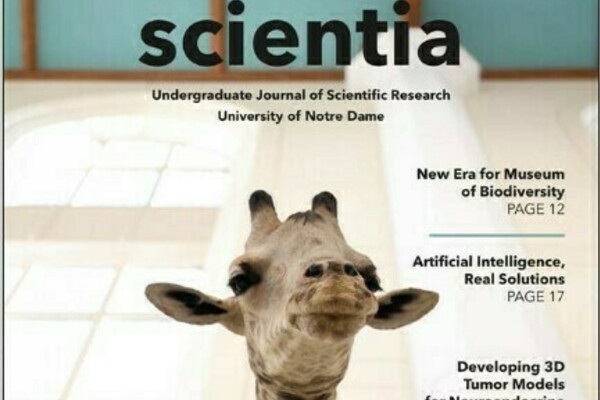 Scientia magazine with a giraffe on the cover.